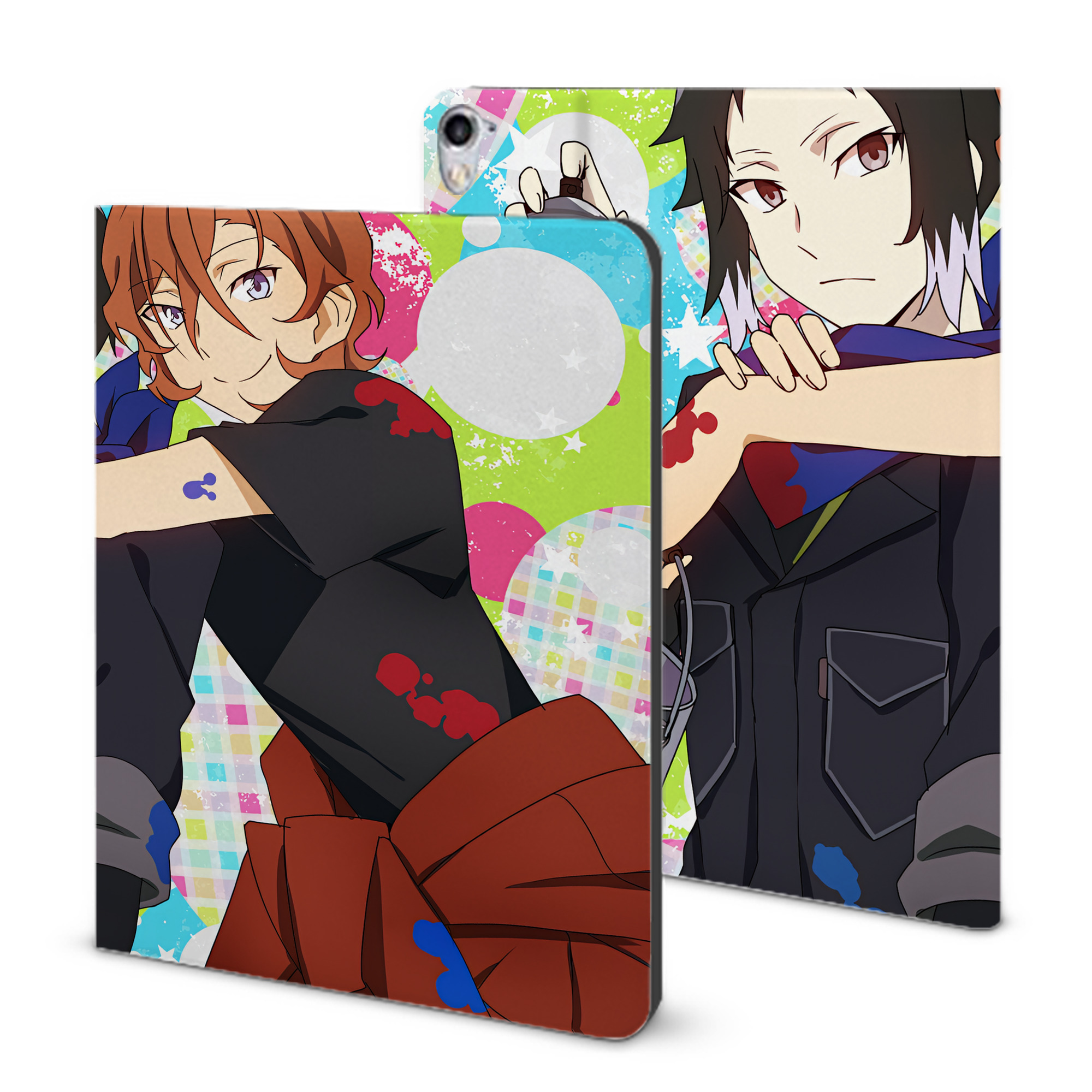 （画像用） 文豪ストレイドッグス Bungo Stray Dogs IPad ケース ブック型 PUレザー TPU 耐衝撃 軽量 薄型 ペン収納なし 全面保護 IPad 各モデル対応